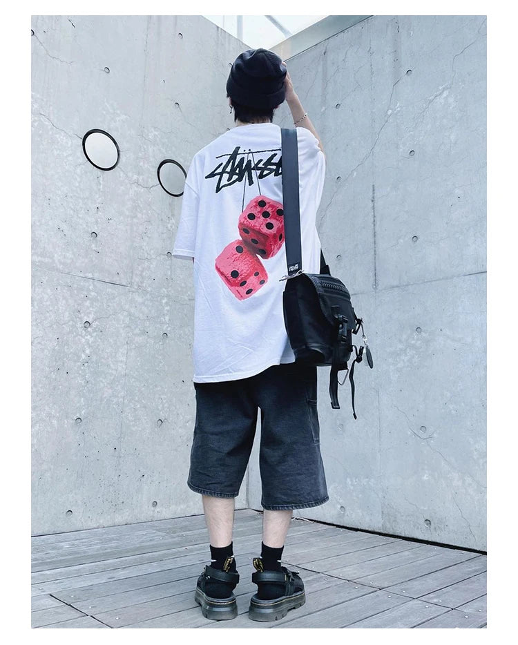 2024 Fashion New Fashion Woo Stussy Fuzzy Dice Tee Dice Logo Printing