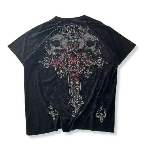 skull printed T shirts men and women american retro summer Y2K