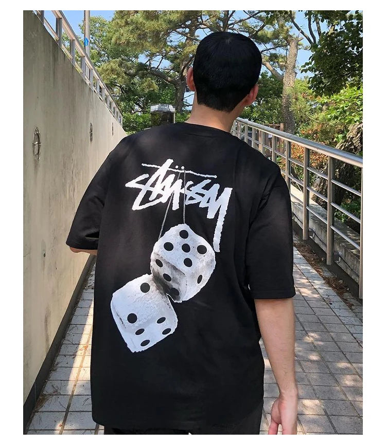 2024 Fashion New Fashion Woo Stussy Fuzzy Dice Tee Dice Logo Printing