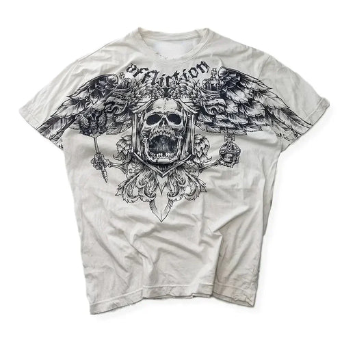 skull printed T shirts men and women american retro summer Y2K